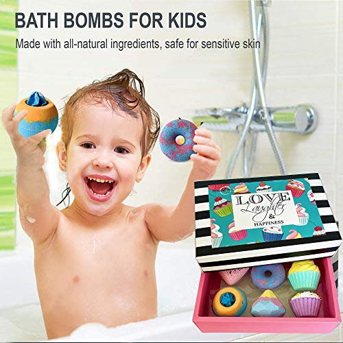 Bath Bombs Gift Set for Christmas - Bath Bombs for Girls, 6 Aromatherapy Natural BathBombs w/Organic Ingredients Skin Moisturizing Bubble BathBombs for Women Relaxing, Kids Stocking Stuffers