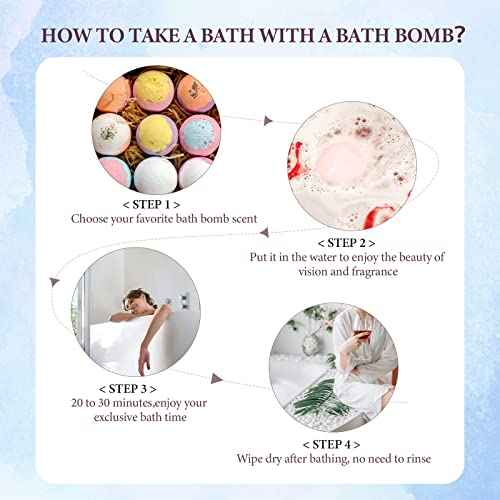 Hemp Oil Bath Bombs Gift Set Natural Refreshing Bubble Bath Kit with 6 Relaxing Scents Made from Pure Essential Oil for Bubble and Spa Bath, Birthday Mother's Valentine's Day Gifts