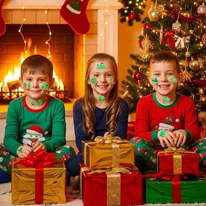 Luminous Christmas Temporary Tattoos for Kids - 53PCS Christmas Glow in The Dark Tattoos Stickers for Boys and Girls,Christmas Party Favors, Supplies, Decorations for Kids Stocking Stuffers and Gifts