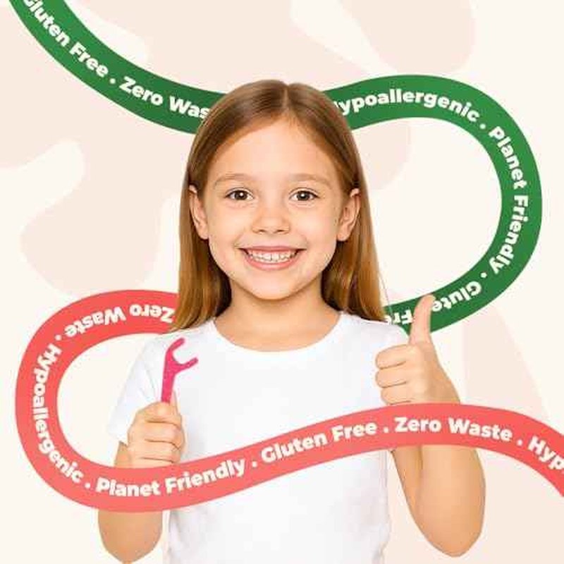 Biodegradable Kids Flossers - Dental Floss Picks for Children | Fluoride & Plastic-Free | Colorful & Fun Animal Floss Sticks | Eco Friendly, Vegan, Natural (Strawberry - 100 Pack)