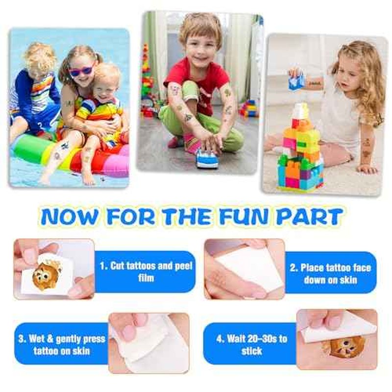 300pcs (30 Sheets) Glow-in-the-Dark Temporary Tattoos for Kids - Unicorn, Dinosaur, Mermaid, Fairy, Animals £¦ Butterfly - Temporary Tattoos for Boy £¦ Girls, Party Favors