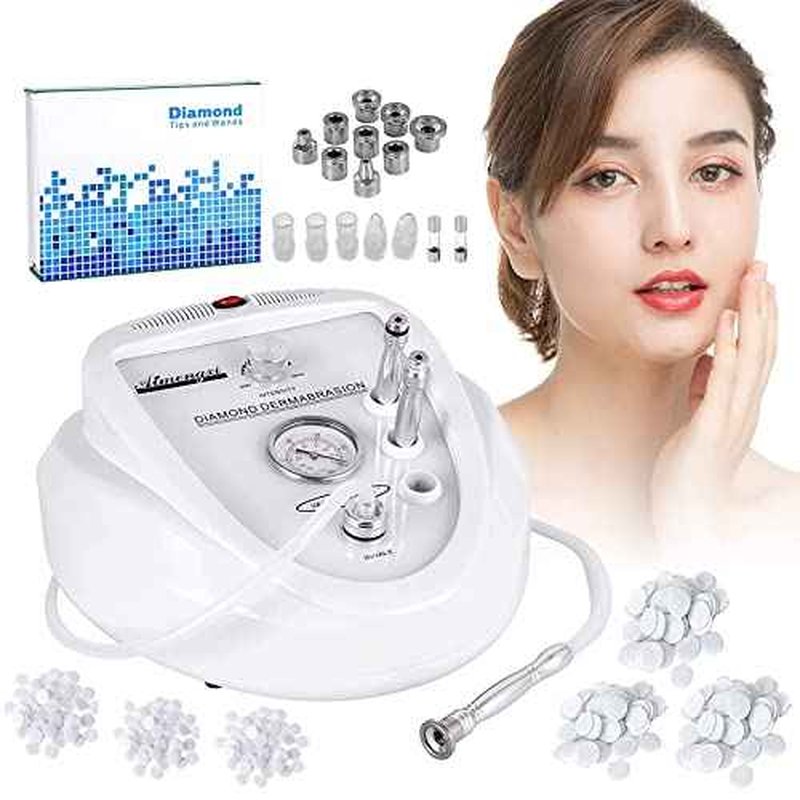 2 in 1 Diamond Microdermabrasion Machine Professional Blackhead Removal Equipment, 65-68cmHg Suction Power Professional Dermabrasion Facial Skin Care Massager for Home Salon Use with 300 Cotton Filter