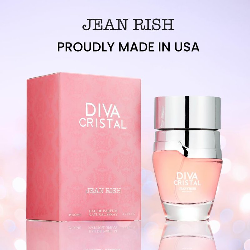 Jean Rish Diva Cristal Perfume for Women Eau De Parfum, Long-Lasting Luxury Fragrance, Made In USA - Bergamot, Rose, Peony, Vanilla, Musk Scent - 100ml / 3.4 oz