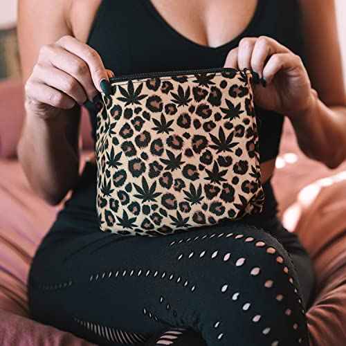 Vegan Leather Leopard Makeup Bag Cute Girly Girl Things Mothers Day Gifts for Mom Women Best Friend Birthday Stuff Sister Small Cosmetic Travel Toiletry Make Up Accessories Girls Gift Cheetah Print
