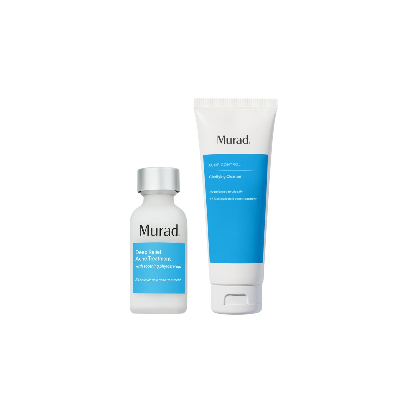Murad Acne Treat & Control Combo - Deep Relief Acne Treatment and Clarifying Cleanser with Salicylic Acid and Green Tea for Maximum Strength Clearing and Preventing Deep Painful Breakouts, Set of 2