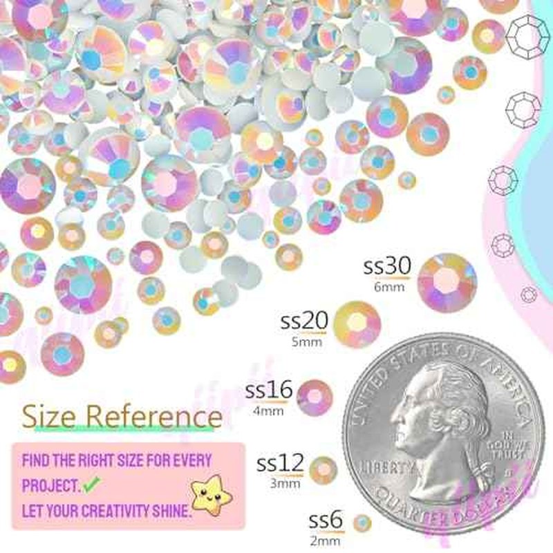 14000Pcs 2mm Tiny White AB Resin Rhinestones Bulk SS6 Small Flatback Jelly Stones Diamonds Gems Charms for Nails Face Eyes Makeup Tumblers Bottles Crafts Crocs Shoes Clothes Phones Scrapbook
