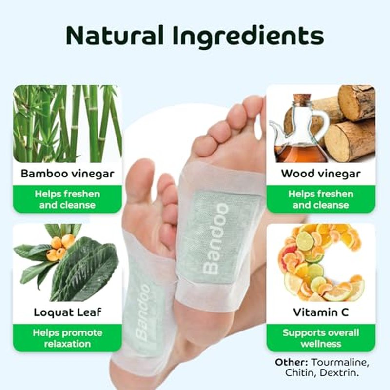 Bandoo Foot Pads | Original | Rana Pads | Premium Natural Bamboo Vinegar Foot Care Pads | Japanese Foot Pads | 30 Pads