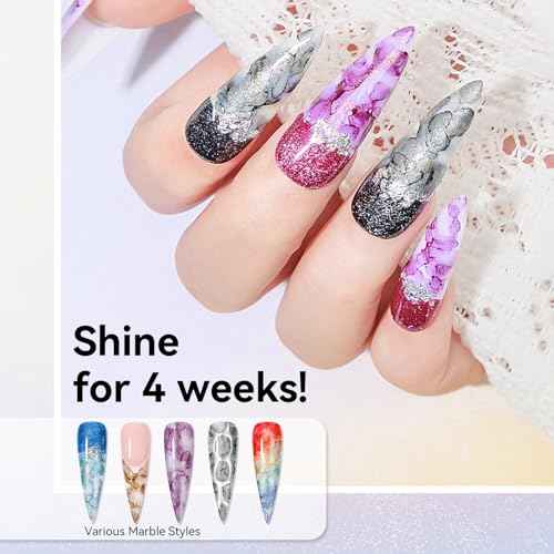MIZHSE Marble Nail Polish Set, 12 Colors Marble Ink for Nails Glitter Effect Nail Ink Blooming Gel Watercolor Nail Polish for Nail Art Design Manicure at Home
