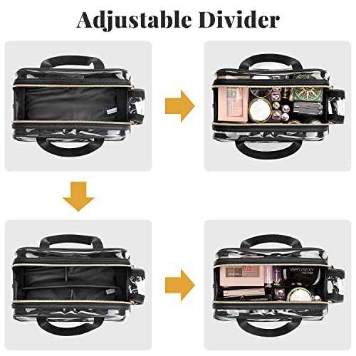 Ethereal Clear Makeup Bag, Large Opening TSA Approved Toiletry Bag Portable Cosmetic Bag for Women Tote Bag Waterproof Travel Makeup Bag Organizer