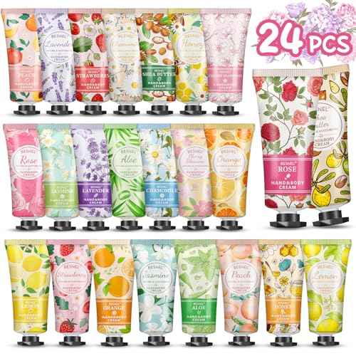 24 Pack Hand Cream Gifts Set For Women, Mini Hand Lotion Travel Size in Bulk for Dry Cracked Hands, Graduation Gifts, End of Year Teacher Appreciation Gifts, Thanksgiving Gifts, Party Favors
