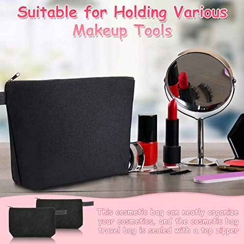 Weewooday 8 Pack Canvas Zipper Pouch Bulk Blank DIY Cosmetic Makeup Bags for Travel Toiletry Organized DIY Craft Coworker Teacher Employee Women Christmas Gifts(11.8 x 7.48 x 2.76 Inches,Black)