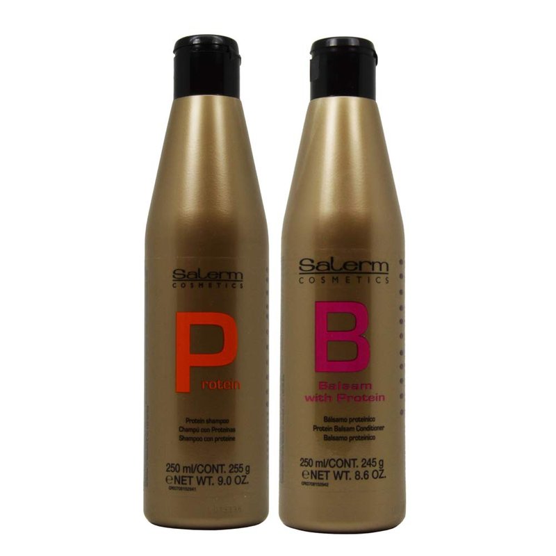 Salerm Cosmetics Protein Shampoo & Conditioner Duo Set - Nourishing Hair Care | 9 oz & 8.6 oz