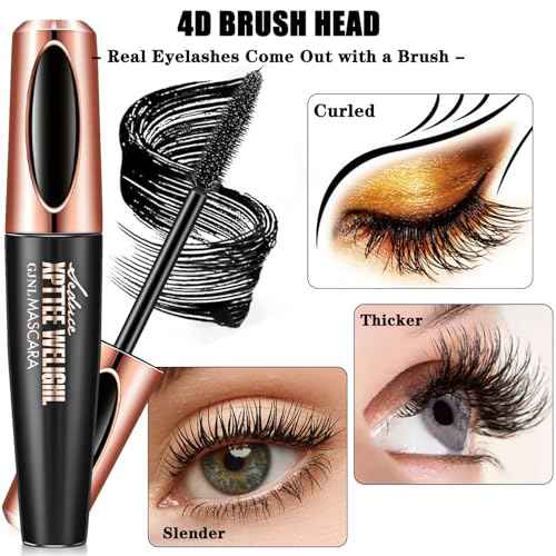 4D Silk Fiber Lash Mascara Waterproof - Stocking Stuffers Gifts for Women Natural Long Lasting Mascara Black Volume and Length, Christmas Xmas Presents Gifts for Girls