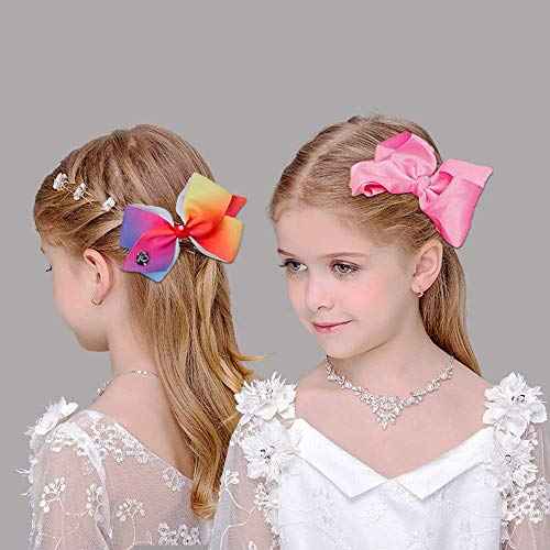 JOJO SIWA 12pcs Hair Bows Clips for Girls (2 Set) - 5 Inches Alligator Clips for Girls Large Bow (1)
