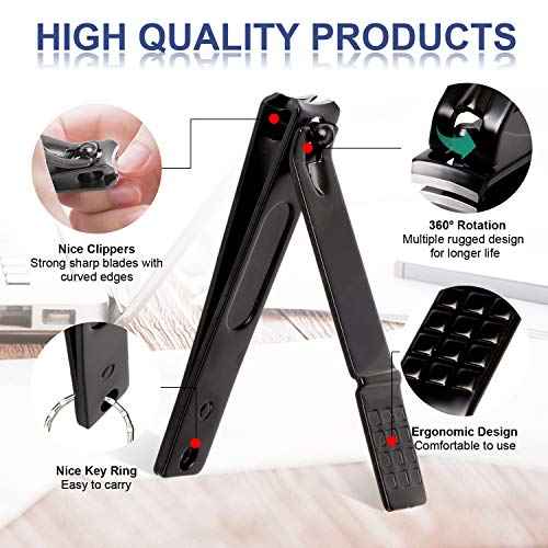 Manicure Pedicure Kit Nail Clippers Set Fingernails & Toenails Vibrissac Scissor 5 Pieces Best Care Tools for Man & Women with Travel Case (Gray/Black_A) (Gray/Black_A)