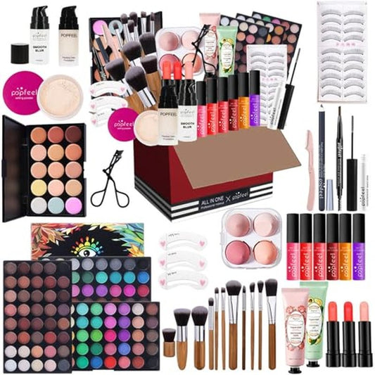 FantasyDay Women Makeup Gift Set Full Makeup Kit Include 120 Color Eyeshadow Palette, 3 Lipstick,15 Color Cream Concealer, 1 Concealer stick,1 Eyebrow pencil,1 Eyeliner,1 Mascara,5 Lipgloss,15 Brush