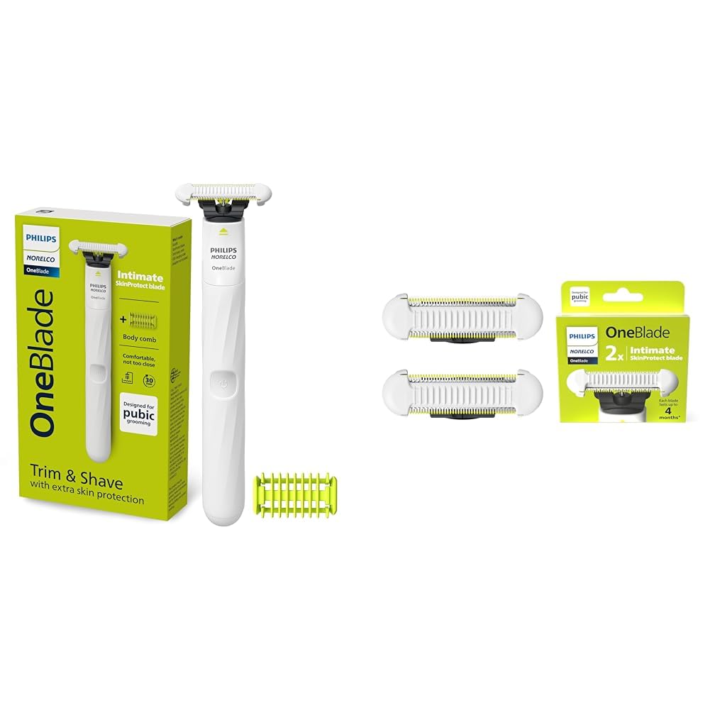 Philips Norelco OneBlade Intimate, Designed for Pubic Grooming, Trim & Shave with Extra Skin Protection, Waterproof
