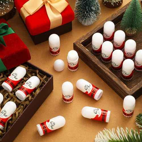 50 Pcs Christmas Mini Lip Balm Pack Thank You Gifts Moisturizer Assorted Flavors Beeswax Natural Ingredients Dry Chapped Lip Care Products for Coworkers Women Friend Men(Santa Claus)