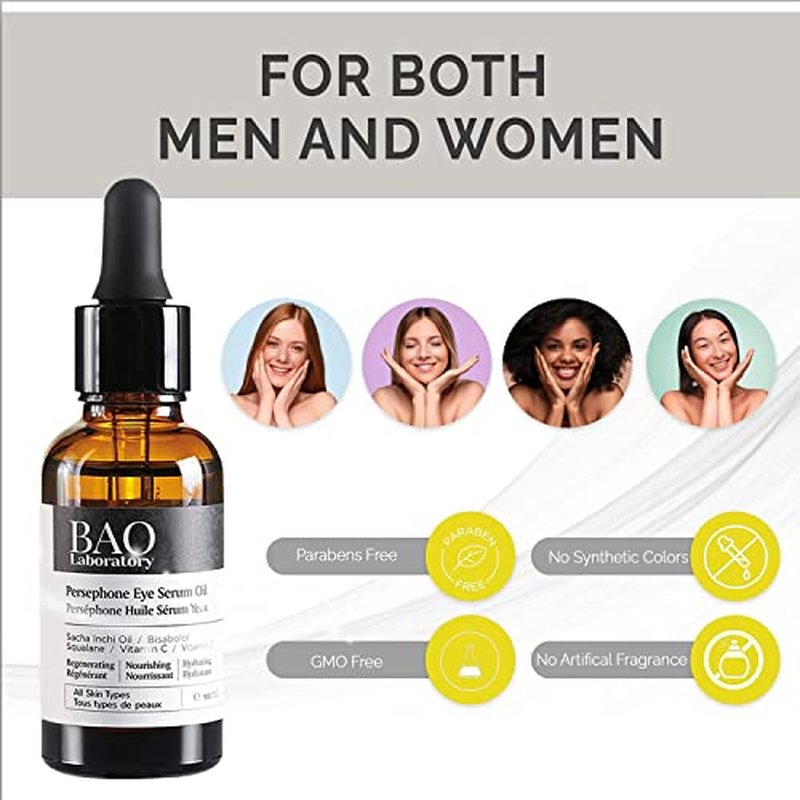 Persephone Eye Serum Oil (15 ML) | Sacha Inchi Oil, Bisabolol and Vitamin C & E | Eye Serum for Wrinkles, Finelines and Dark Circle