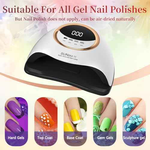UV LED Nail Lamp, 280W Professional UV Nail Dryer Light for Gel Nails with 66 Beads, Fast Curing Gel Polish Lamp Auto Sensor 4 Timer Setting, Nail Art Drying Tools for Fingernail and Toenail