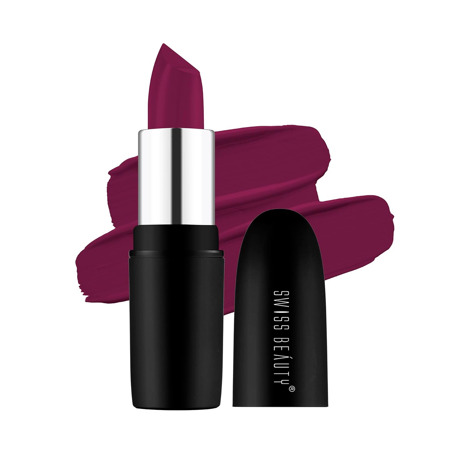 SWISS BEAUTY Pure Matte Creamy Lipstick | Non-drying, Highly pigmented Lipstick | Shade- Burgundy, 3.8gm|