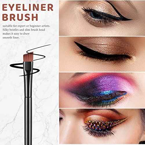 Gerrii 200 Pieces Disposable Angled Eyebrow Brushes Bulk Brow Tint Brushes Eye Makeup Brush Eyeliner Brush Tinting for Women Girls Salon Beauty Cosmetic Make up Tool Esthetician Supplies(Black)