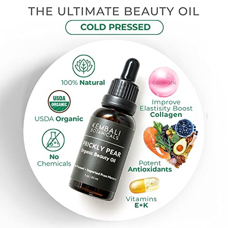 Prickly Pear Seed Oil, Organic, 100% Pure, Cold-Pressed-Unrefined, for Skin, Hair, Nails. Premium Quality, Imported from Morocco