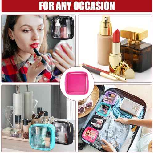 Hushee 4 Pcs Clear Nylon Makeup Bag for Women Gifts Preppy Cosmetic Bag PVC Travel Toiletry Zipper Pouch Waterproof Storage Organizer Pouch for Women(Mini)