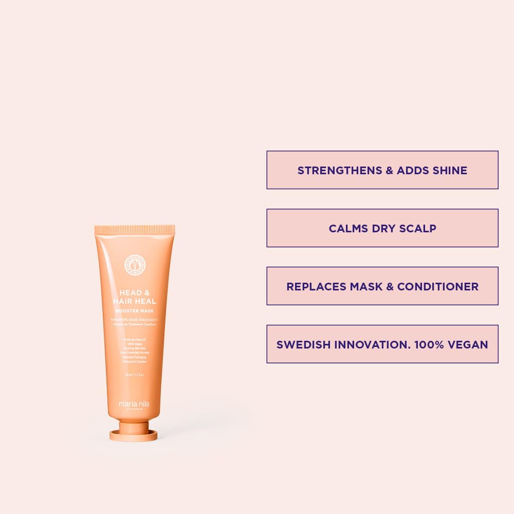 Maria Nila Head & Hair Heal, Soothing Booster Mask for Dry & Itchy Scalp, Calming Aloe Vera & Piroctone Olamine Properties Moisturises/Soothes Scalp Preventing Flakiness, 1.7 Fl Oz