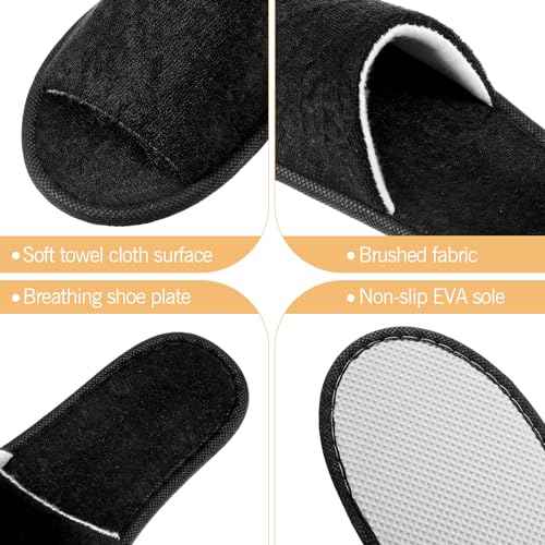 12 Pairs House Slippers for Guests Disposable Open Toe Spa Slippers Unisex Travel Slipper Bulk for Halloween Christmas Wedding Party