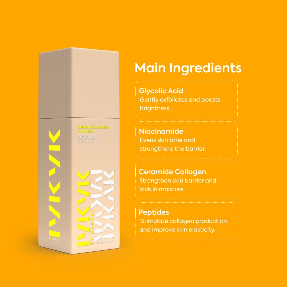 IYKYK by Makari Ceramide Collagen + Peptides Body Toning Cream | Smoothing & Firming Body Lotion for Women | Supports Radiance & Supple-Looking Skin | Vegan | Fragrance-Free | Paraben & Sulfate-Free