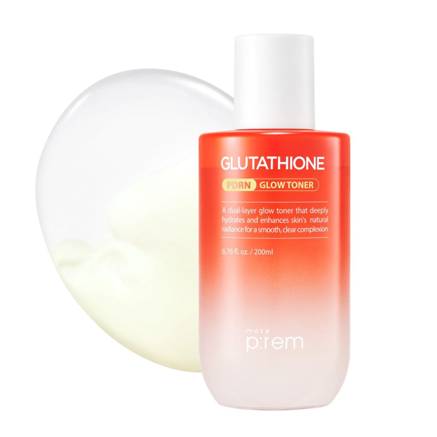 Make P:REM Glutathione PDRN Glow Toner, Antioxidant Radiance Booster with Dual Layer Moisture & Smoothing Formula for Sensitive Skin, Korean Skin Care, 6.76 fl oz, 200ml