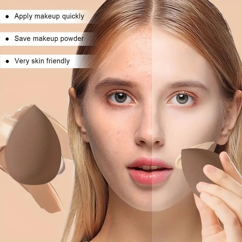 40Pcs Brown Makeup Brush Set - Professional Synthetic Brushes for Blush, Foundation, Eye Shadow & Concealer | Includes Beauty Blender Sponge