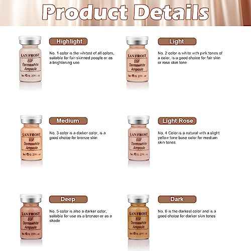 BB Facial Glow Serum Starter Kit Hyaluronic Acid Essence Foundation Skin Care Kit 0.27oz 6 Vials, Combined With Niacinamide and Peptides To Brighten Skin Tone Anti-Aging Foundation 6-Color(Multicolo)