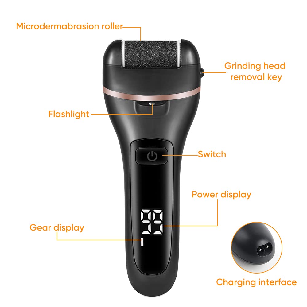 Electric Foot Callus Remover, Foot Polisher for Feet with Rechargeable Waterproof Professional Pedicure Kit, Black, 20 Count (Pack of 10)