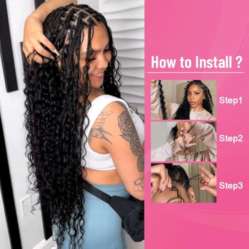 Human Braiding Hair for Boho Braids Bohemian Deep Wave Bulk 100% Human Hair for Braiding Wet and Wavy Human Hair for Boho Knotless Braids No Weft 2 Bundles 100g Hair Extensions Natural Color