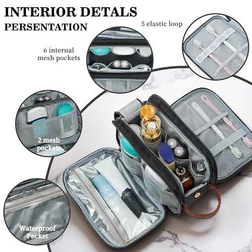 YOOLIFE Travel Toiletry Bag - Toiletry Bag for Men Women | Personalized Gifts for Women Me, Travel Essentials Toiletries Water Resistant Dopp Kit Letter A Black