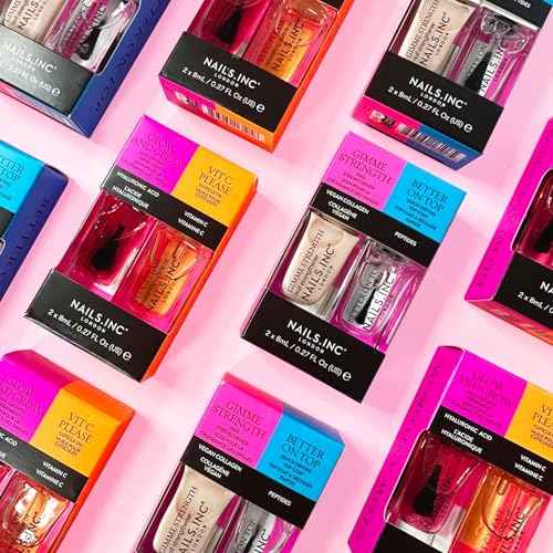 Nails Inc Mini Nail Treatment Duo, Glow & Grow Nail Growth Treatment, Vitamin C Nourishing Cuticle Oil, Strong Nails, Smooth Nails, Promote Nail Health, Ultra Glossy, Cruelty Free, Vegan, 2 Piece Set