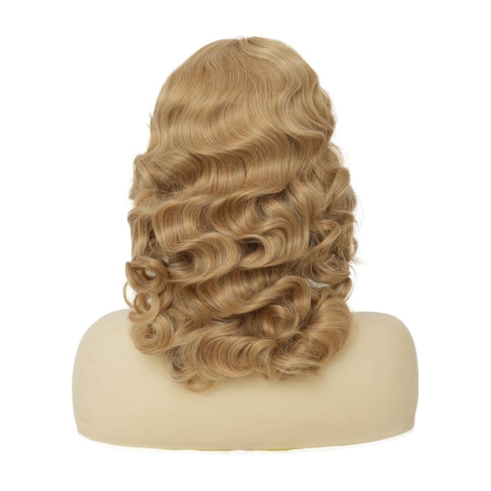 Blonde Finger Wave Wig - 1920s Vintage Style | Medium Length, Side Part, Heat Resistant Synthetic Hair for Daily Wear & Parties