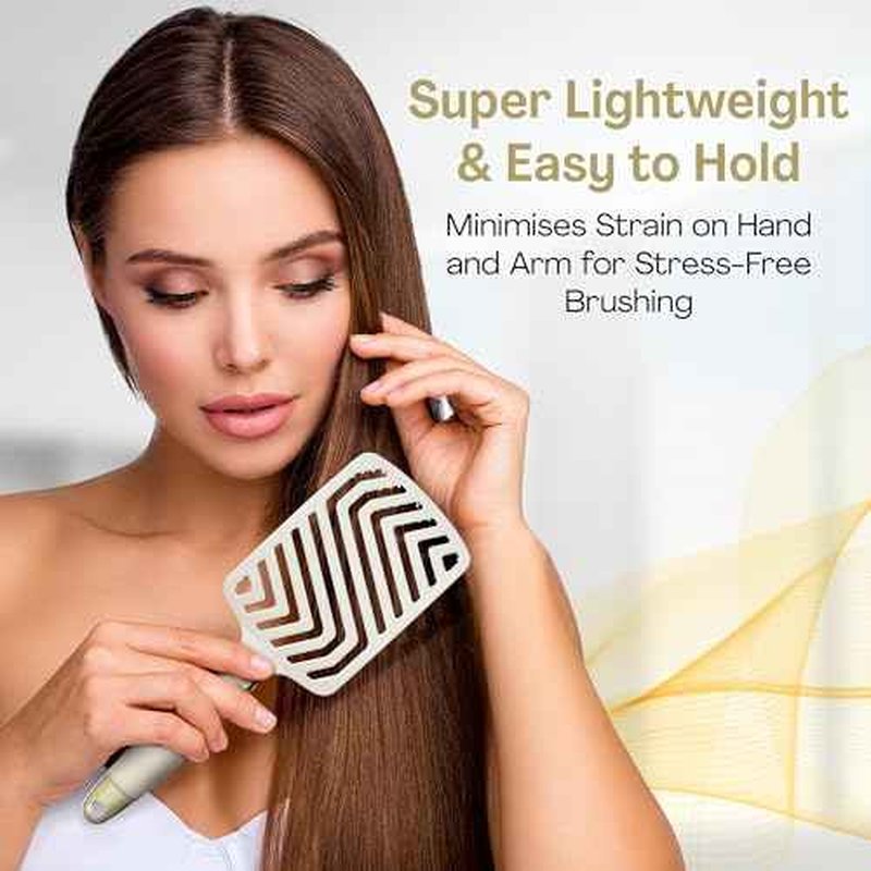 Lily England Paddle Hair Brush for Fine Hair Women - Professional Hairbrush with Vents - Lightweight Thin Detangler with Gel Handle for Comfort-Styling - Beige