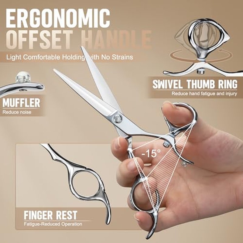 Dream Reach HIGH-END SERIES Japanese 440C Stainless 6.0" 360¡Æ Swivel Thumb Ring Professional Barber Razor Edge Hairdressing Straight Cutting Scissors
