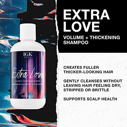 IGK EXTRA LOVE Volume & Thickening Shampoo & Conditioner Set - Vegan, Cruelty-Free, 8 oz (Pack of 2) | Boost Volume & Balance Scalp