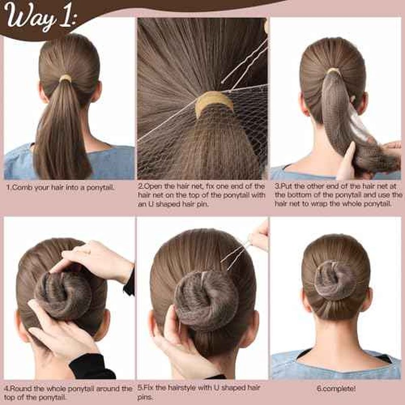 Fandamei Hair Accessories Set: 20PCS Mesh Hair Nets Invisible and 40PCS U Shaped Hair Pins for Women, Girls, Ballet Bun Maker & Dance (Hair Nets- 20 inch(50cm), Hair Pins- 2.4 inch(6cm)),Tan Brown