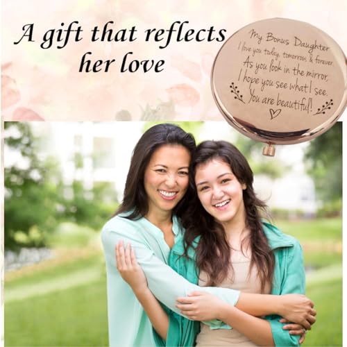 Bonus Daughter Gifts, Step Daughter Gifts from Stepmom, Christmas Step Daughter Gifts from Stepdad, Bonus Daughter Birthday Gifts, Mothers Day for Bonus Daughter, Stepdaughter Compact Mirror