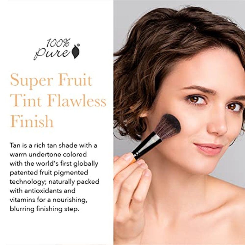 100% PURE Bamboo Blur Powder Tinted Setting Mattifying Face Makeup, Oil Absorbing Pore Minimizing Light Finish - Long Lasting, Vegan, Fruit Pigmented Tan Color (Tan Shade w/Warm Undertones) - 0.2 Oz