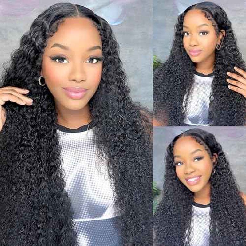 Curly Bundles Human Hair Water Wave 1 Bundle Human Hair 24 Inch 12A Grade 100% Unprocessed Virgin Remy Hair Weave Extension #1B Color