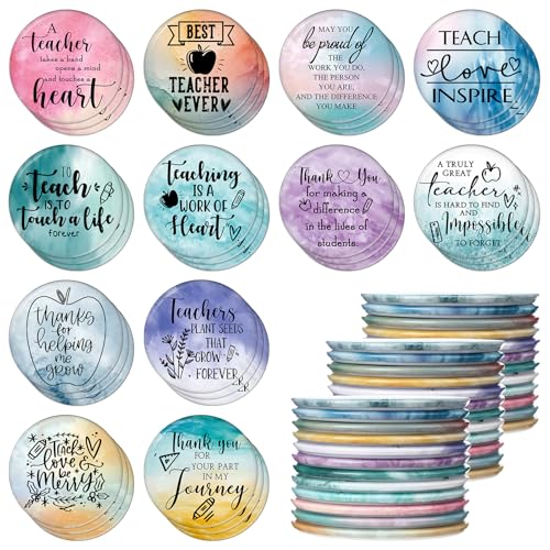 36 Pcs Teacher Appreciation Mirrors Gifts Mini Compact Mirror Bulk Christmas Party Favor Inspirational Thank You Pocket Portable Small Mirror Christmas Operation for Teacher Women