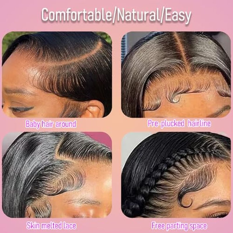 CHEEON 13x4 Transparent HD Lace Frontal 20 Inch Brazilian Straight Lace Frontal Closure Human Hair 100% Unprocessed Virgin Human Hair Frontals Pre Plucked with Baby Hair 150% Density Natural Black