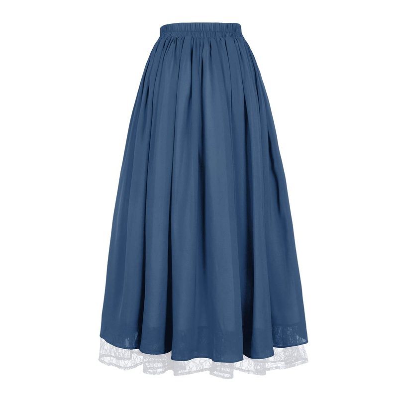 Mingyuezai Women's Renaissance Skirt Victorian Peasant Double-Layer Maxi Long Skirt(YMX2022019,2XL)