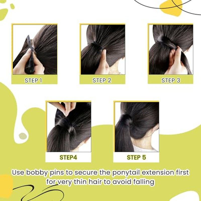 RUNATURE Ponytail Extension Human Hair, Real Hair Ponytail Extension Blonde, Straight Human Hair Ponytail, Remy Natural Hair Tangle Free, 14 Inch 70g #18P613 Ash Blonde Highlight Platinum Blonde